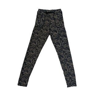NWT Jeggology Dleece Lined Fall Leaf Brown Leggings Size S/M OSFA